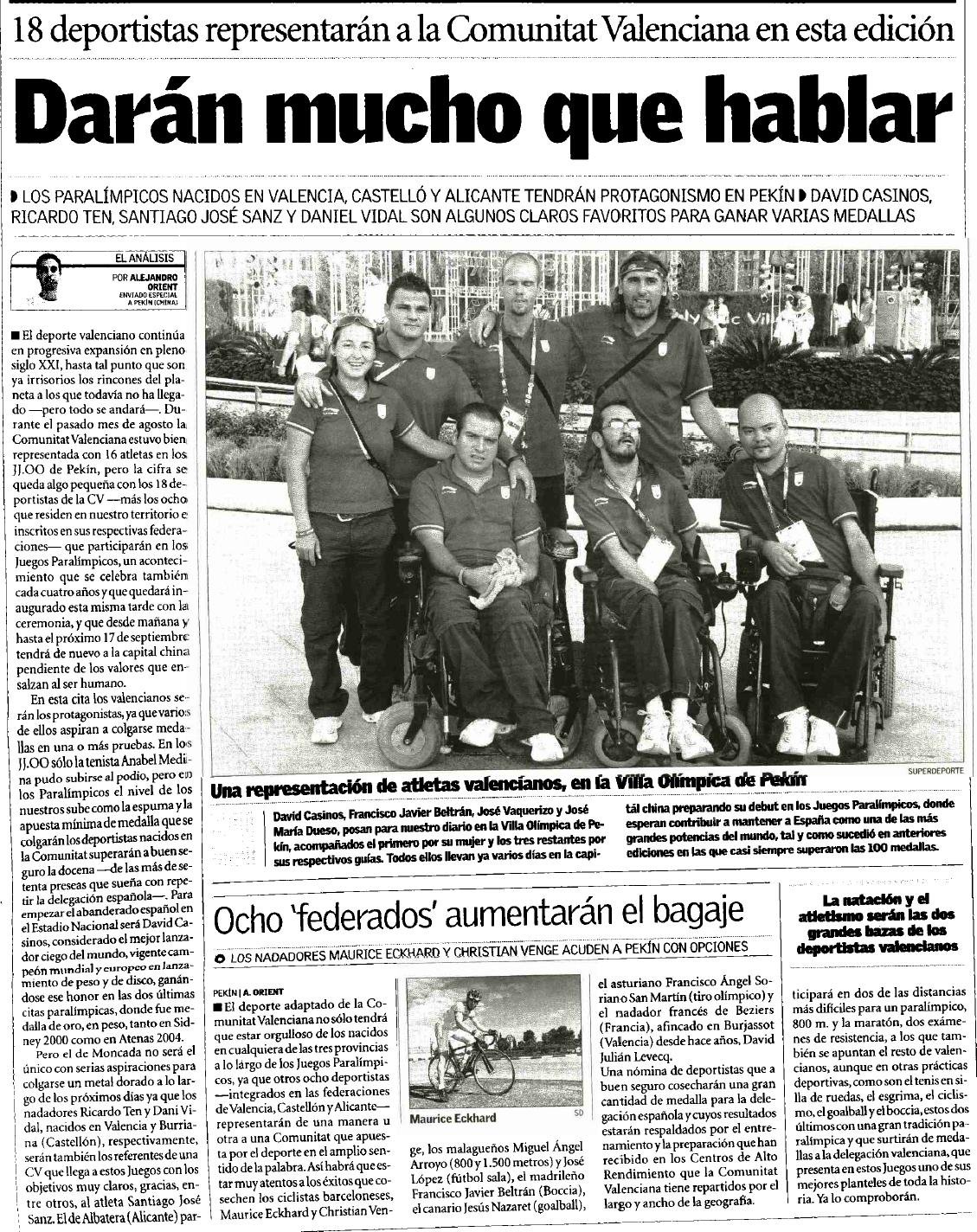 Recorte noticia Pekín 2008