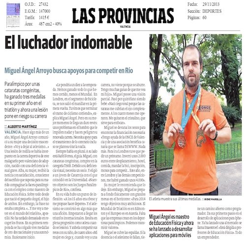Recorte artículo - El luchador indomable de Las Provincias 2014