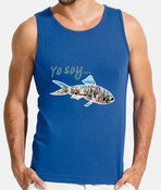 Diseño de camiseta yo soy boqueron, con un dibujo de un boqueron con una panorámica de Málaga dentro